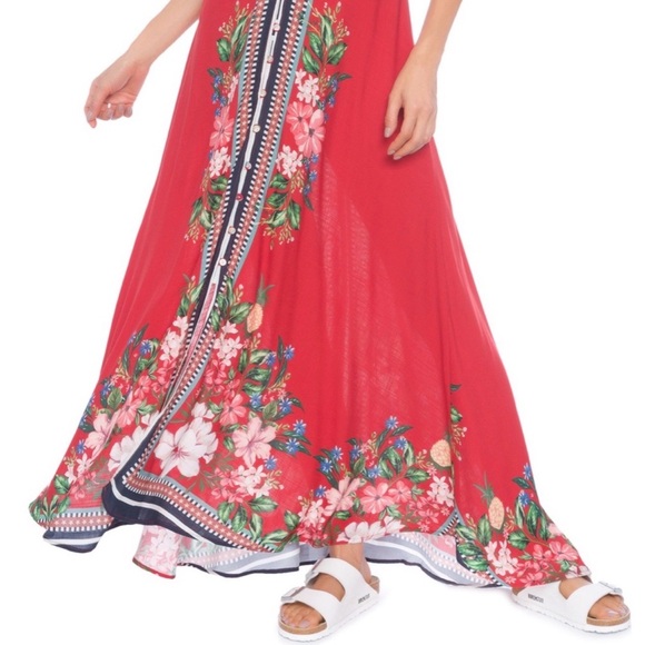 🌺 Farm Rio for Anthropologie Floral Maxi Dress Medium Excellent Condition - Picture 4 of 7